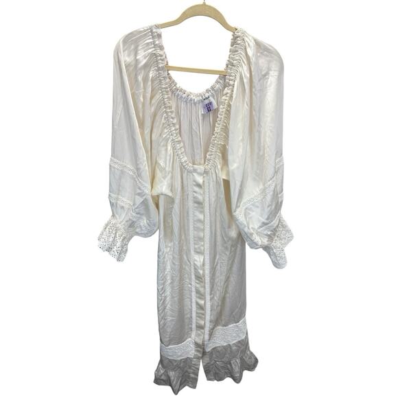 Sleeper Paloma Silk Maxi Dress White Off Shoulder Lace Trim Romantic XL - Picture 9 of 16